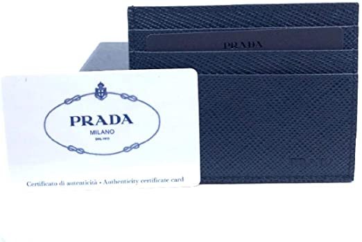Prada Portacarte Di Cred Saffiano Cuir Blue Leather Card Case